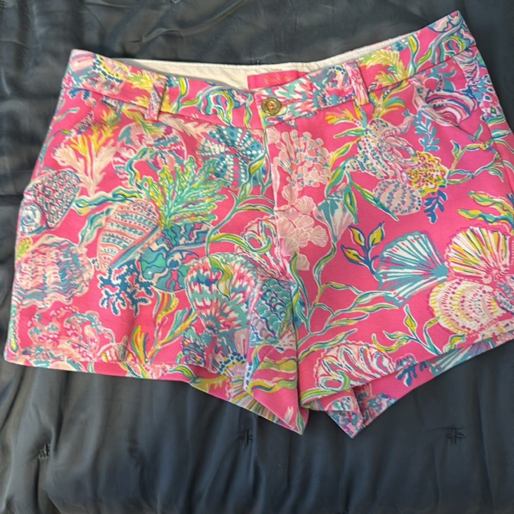 Lilly Pulitzer 5" Callahan Knit Short Pink Isle Shell Me Something Good Size 8